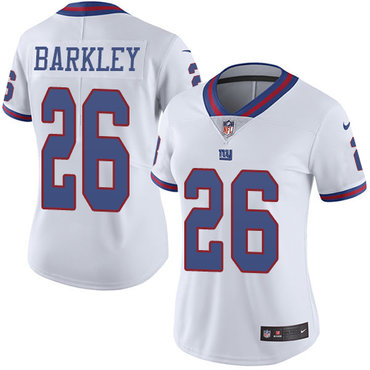 Women's New York Giants #26 Saquon Barkley White Color Rush Limited Stitched NFL Jersey